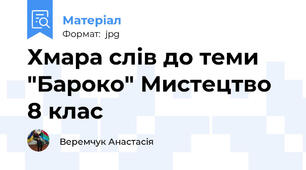 Хмара слів до теми "Бароко" Мистецтво 8 клас