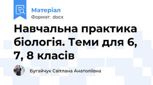 Навчальна практика біологія. Теми для 6, 7, 8 класів