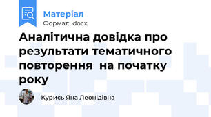 Аналітична довідка про результати тематичного повторення  на початку року