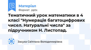 Тематичний урок математики в 4 класі "Нумерація багатоцифрових чисел. Натуральні числа" за підручником Н. Листопад.