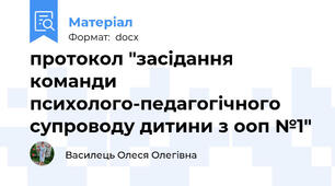 протокол "засідання команди психолого-педагогічного супроводу дитини з ооп №1"