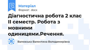 Діагностична робота 2 клас ІІ семестр. Робота з мовними одиницями.Речення.