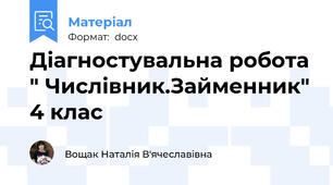 Діагностувальна робота " Числівник.Займенник" 4 клас