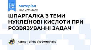 ШПАРГАЛКА З ТЕМИ НУКЛЕЇНОВІ КИСЛОТИ ПРИ РОЗВЯЗУВАННІ ЗАДАЧ