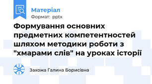 Формування основних предметних компетентностей шляхом методики роботи з "хмарами слів" на уроках історії
