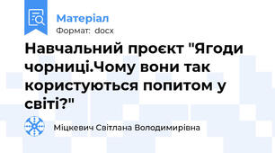 Навчальний проєкт "Ягоди чорниці.Чому вони так користуються попитом у світі?"