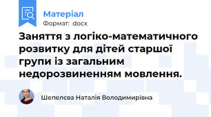 Заняття з логіко-математичного розвитку для дітей старшої групи із загальним недорозвиненням мовлення.