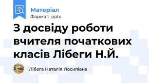 З досвіду роботи вчителя початкових класів Лібеги Н.Й.