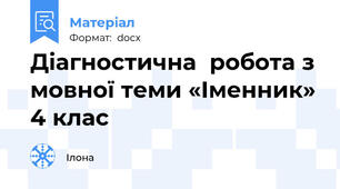 Діагностична  робота з мовної теми «Іменник» 4 клас