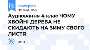 Аудіювання 4 клас ЧОМУ ХВОЙНІ ДЕРЕВА НЕ СКИДАЮТЬ НА ЗИМУ СВОГО ЛИСТЯ 