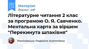 Літературне читання 2 клас за програмою О. Я. Савченко. Ментальна карта за віршем "Перекинута шпаківня"