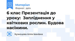 6 клас Презентація до уроку:  Запліднення у квіткових рослин. Будова насінини.