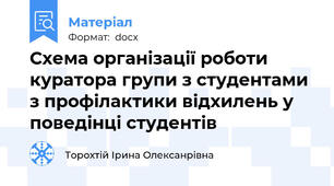 Схема організації роботи куратора групи з студентами з профілактики відхилень у поведінці студентів
