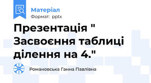 Презентація " Засвоєння таблиці ділення на 4."