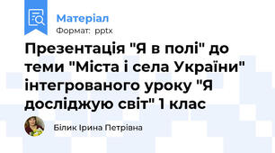 Презентація "Я в полі" до теми "Міста і села України" інтегрованого уроку "Я досліджую світ" 1 клас