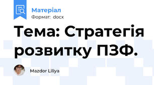 Тема: Стратегія розвитку ПЗФ.