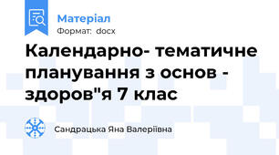 Календарно- тематичне планування з основ - здоров"я 7 клас