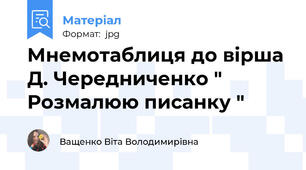 Мнемотаблиця до вірша Д. Чередниченко " Розмалюю писанку "