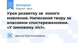 Урок розвитку зв᾽язного мовлення. Написання твору за власними спостереженнями. «У зимовому лісі».