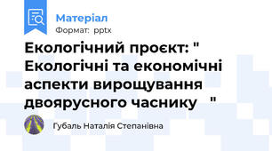 Екологічний проєкт: " Екологічні та економічні аспекти вирощування двоярусного часнику "