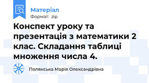 Конспект уроку та презентація з математики 2 клас. Складання таблиці множення числа 4.