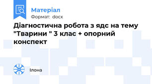 Діагностична робота з ядс на тему "Тварини " 3 клас + опорний конспект
