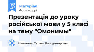 Презентація до уроку російської мови у 5 класі на тему "Омонимы"