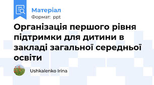 Організація першого рівня підтримки для дитини в закладі загальної середньої освіти