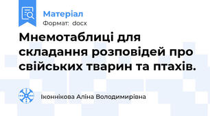 Мнемотаблиці для складання розповідей про свійських тварин та птахів.