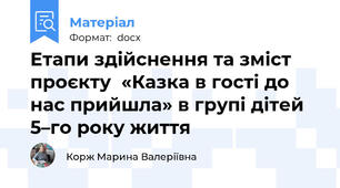 Етапи здійснення та зміст проєкту  «Казка в гості до нас прийшла» в групі дітей 5–го року життя