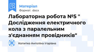 Лабораторна робота №5 " Дослідження електричного кола з паралельним з'єднанням провідників"