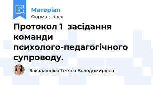 Протокол 1  засідання команди психолого-педагогічного супроводу.