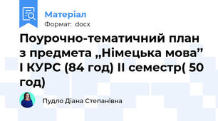 Поурочно-тематичний план з предмета ,,Німецька мова’’ I КУРС (84 год) ІІ семестр( 50 год)