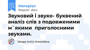 Звуковий і звуко- буквений аналіз слів з подовженими м`якими  приголосними звуками.
