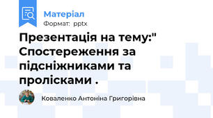 Презентація на тему:" Спостереження за підсніжниками та пролісками .
