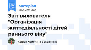 Звіт вихователя   "Організація життєдіяльності дітей раннього віку"