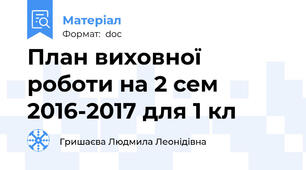 План виховної роботи на 2 сем 2016-2017 для 1 кл