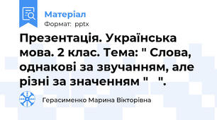 Презентація. Українська мова. 2 клас. Тема: " Слова, однакові за звучанням, але різні за значенням "   ".