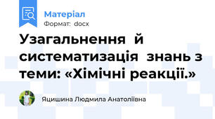 Узагальнення  й систематизація  знань з теми: «Хімічні реакції.»