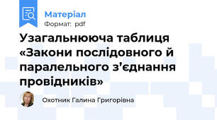 Узагальнююча таблиця «Закони послідовного й паралельного з’єднання провідників»