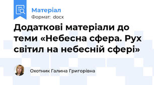 Додаткові матеріали до теми «Небесна сфера. Рух світил на небесній сфері»