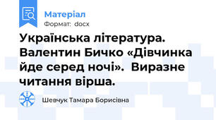 Українська література. Валентин Бичко «Дівчинка йде серед ночі».  Виразне читання вірша.