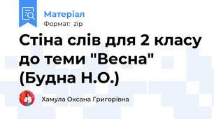 Стіна слів для 2 класу до теми "Весна" (Будна Н.О.)