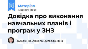 Довідка про виконання навчальних планів і програм у ЗНЗ
