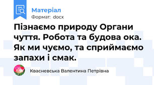 Пізнаємо природу Органи чуття. Робота та будова ока. Як ми чуємо, та сприймаємо запахи і смак.