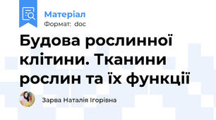 Будова рослинної клітини. Тканини рослин та їх функції