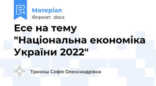 Есе на тему "Національна економіка України 2022"