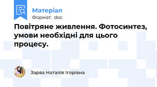 Повітряне живлення. Фотосинтез, умови необхідні для цього процесу.