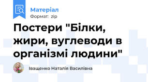 Постери "Білки, жири, вуглеводи в організмі людини"