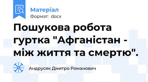 Пошукова робота гуртка "Афганістан - між життя та смертю".